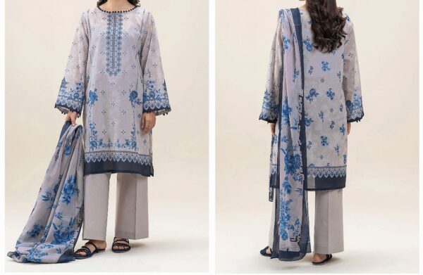 3PC PRINTED LINEN SUIT